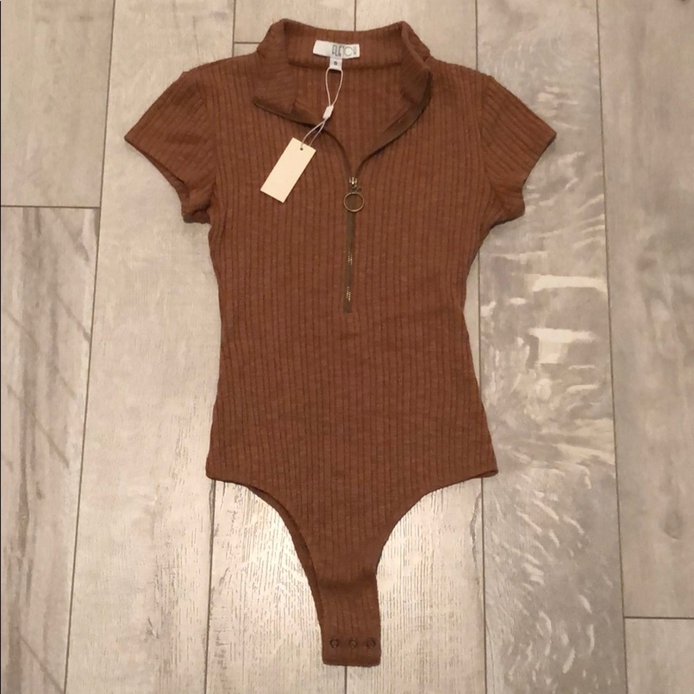 Brown Ribbed Bodysuit